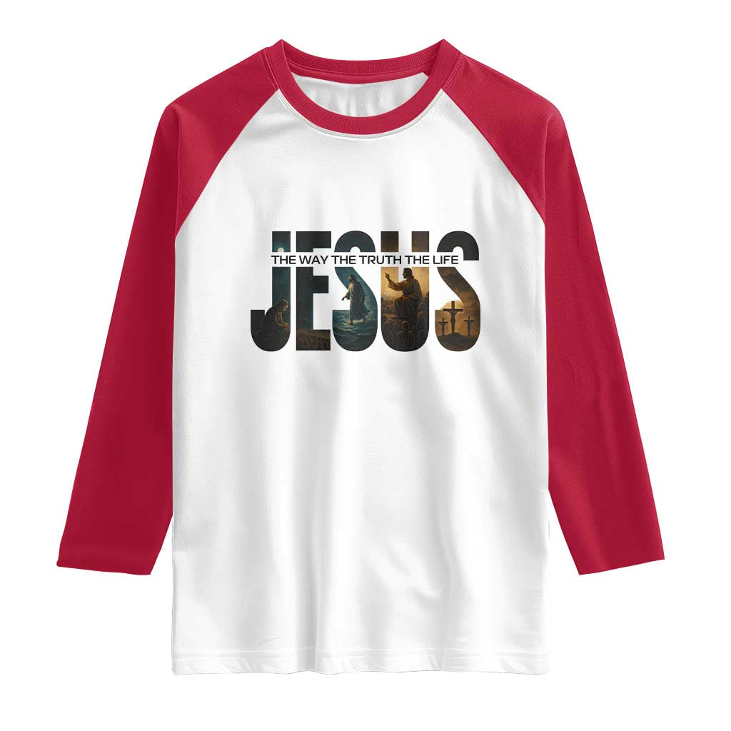 Jesus Christian Bible Raglan Shirt The Way The Truth The Life TS14 White Red Print Your Wear