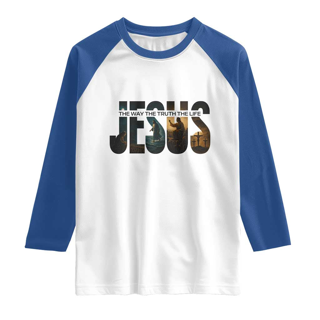 Jesus Christian Bible Raglan Shirt The Way The Truth The Life TS14 White Royal Print Your Wear
