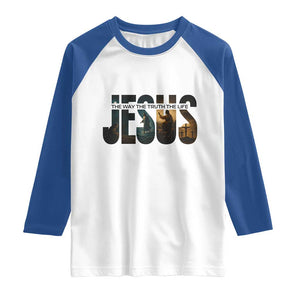 Jesus Christian Bible Raglan Shirt The Way The Truth The Life TS14 White Royal Print Your Wear