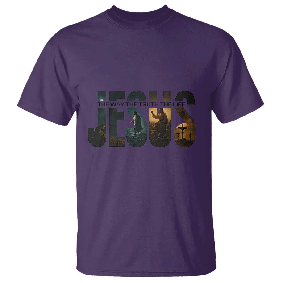 Jesus Christian Bible T Shirt The Way The Truth The Life TS14 Purple Print Your Wear