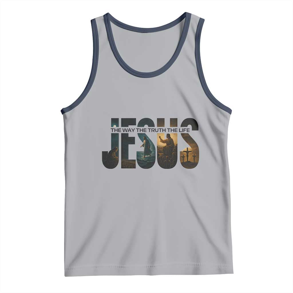 Jesus Christian Bible Tank Top The Way The Truth The Life TS14 Athletic Heather Navy Print Your Wear