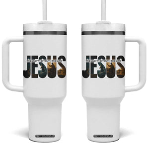 Jesus Christian Bible Tumbler With Handle The Way The Truth The Life TS14 One Size: 40 oz White Print Your Wear
