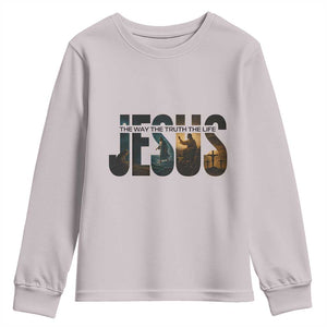 Jesus Christian Bible Youth Sweatshirt The Way The Truth The Life TS14 Ice Gray Print Your Wear