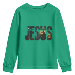 Jesus Christian Bible Youth Sweatshirt The Way The Truth The Life TS14 Irish Green Print Your Wear