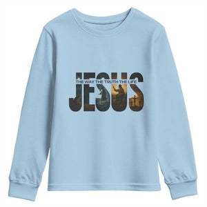 Jesus Christian Bible Youth Sweatshirt The Way The Truth The Life TS14 Light Blue Print Your Wear