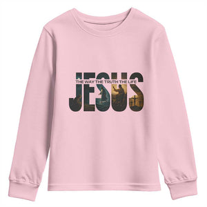 Jesus Christian Bible Youth Sweatshirt The Way The Truth The Life TS14 Light Pink Print Your Wear