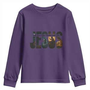Jesus Christian Bible Youth Sweatshirt The Way The Truth The Life TS14 Purple Print Your Wear