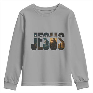 Jesus Christian Bible Youth Sweatshirt The Way The Truth The Life TS14 Sport Gray Print Your Wear