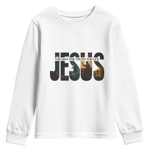 Jesus Christian Bible Youth Sweatshirt The Way The Truth The Life TS14 White Print Your Wear