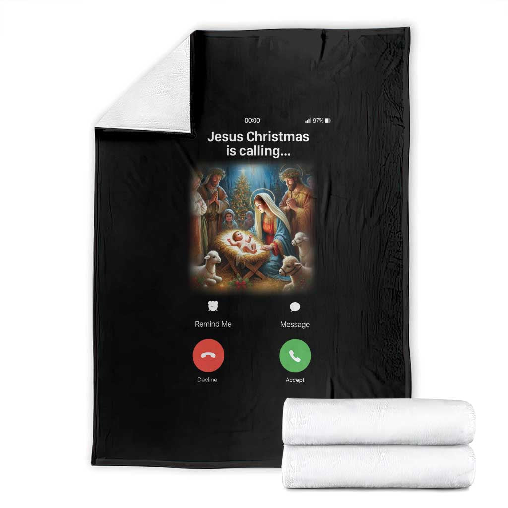 Jesus Christmas Throw Blanket Video Call Nativity Scene Funny Christian Xmas TS14 Black Print Your Wear