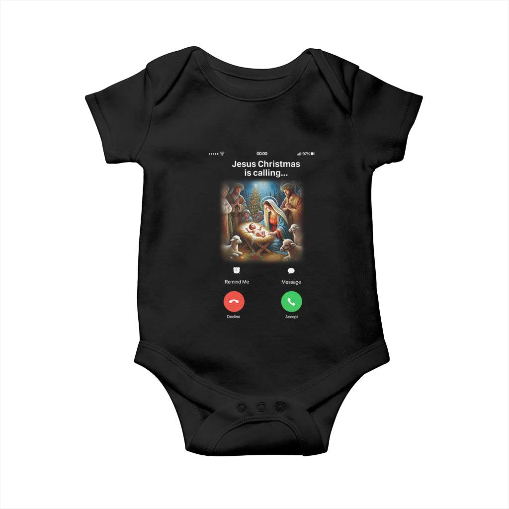 Jesus Christmas Baby Onesie Video Call Nativity Scene Funny Christian Xmas TS14 Black Print Your Wear