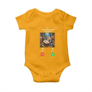 Jesus Christmas Baby Onesie Video Call Nativity Scene Funny Christian Xmas TS14 Gold Print Your Wear