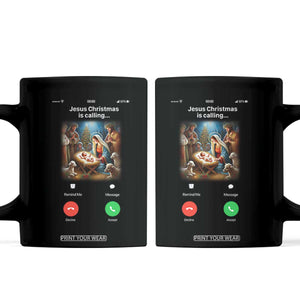 Jesus Christmas Coffee Mug Video Call Nativity Scene Funny Christian Xmas TS14 Black Print Your Wear