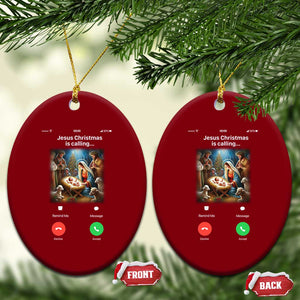 Jesus Xmas Ceramic Ornament Video Call Nativity Scene Funny Christian Xmas TS14 Print Your Wear