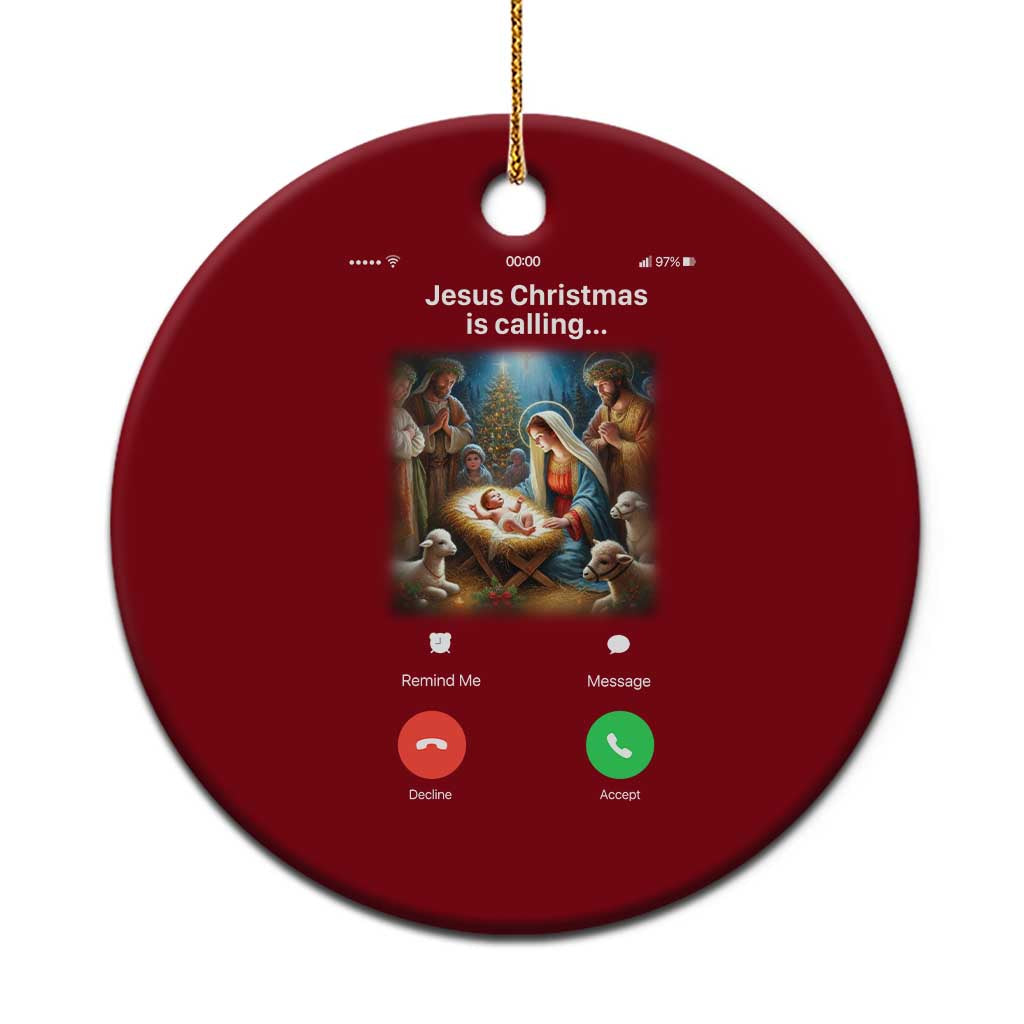 Jesus Xmas Ceramic Ornament Video Call Nativity Scene Funny Christian Xmas TS14 1pc Red Print Your Wear