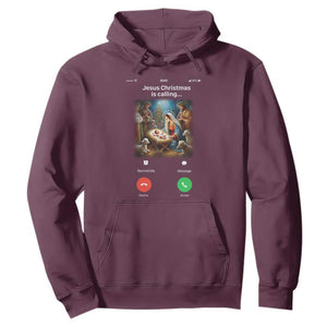 Jesus Christmas Hoodie Video Call Nativity Scene Funny Christian Xmas TS14 Maroon Print Your Wear