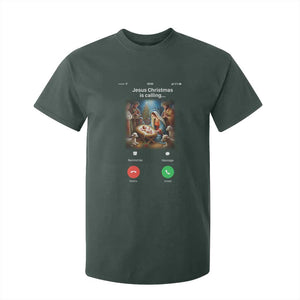 Jesus Christmas T Shirt For Kid Video Call Nativity Scene Funny Christian Xmas TS14 Dark Forest Green Print Your Wear