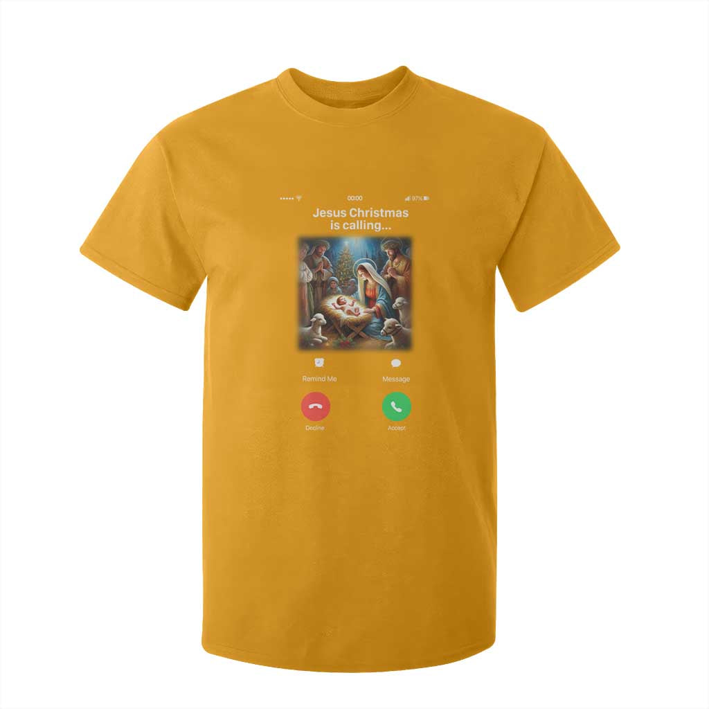 Jesus Christmas T Shirt For Kid Video Call Nativity Scene Funny Christian Xmas TS14 Gold Print Your Wear