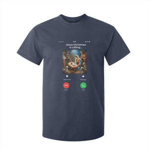 Jesus Christmas T Shirt For Kid Video Call Nativity Scene Funny Christian Xmas TS14 Navy Print Your Wear