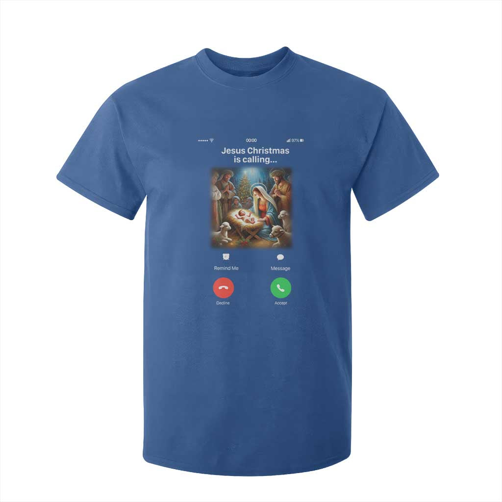 Jesus Christmas T Shirt For Kid Video Call Nativity Scene Funny Christian Xmas TS14 Royal Blue Print Your Wear