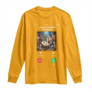 Jesus Christmas Long Sleeve Shirt Video Call Nativity Scene Funny Christian Xmas TS14 Gold Print Your Wear