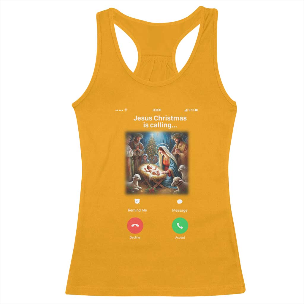 Jesus Christmas Racerback Tank Top Video Call Nativity Scene Funny Christian Xmas TS14 Gold Print Your Wear