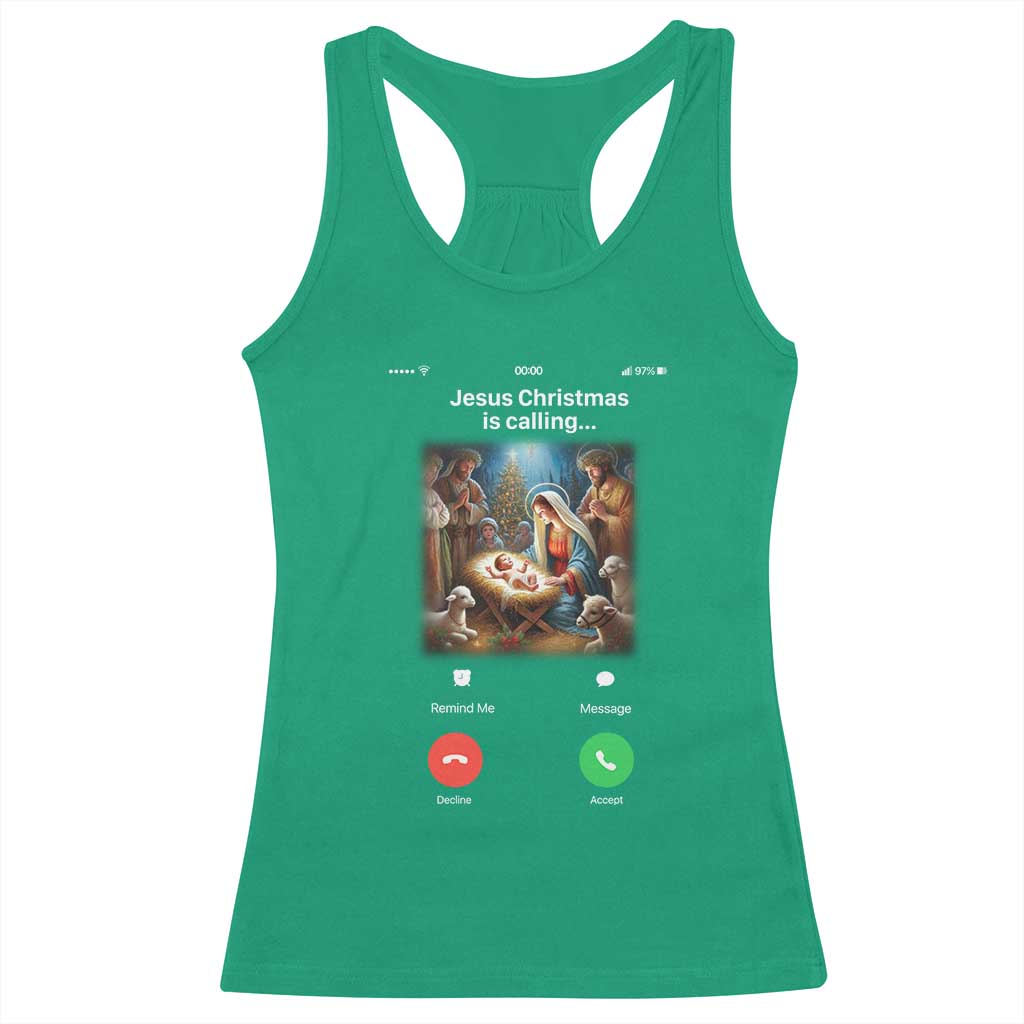Jesus Christmas Racerback Tank Top Video Call Nativity Scene Funny Christian Xmas TS14 Irish Green Print Your Wear