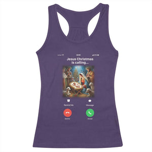 Jesus Christmas Racerback Tank Top Video Call Nativity Scene Funny Christian Xmas - Print Your Wear