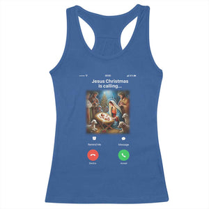 Jesus Christmas Racerback Tank Top Video Call Nativity Scene Funny Christian Xmas TS14 Royal Blue Print Your Wear