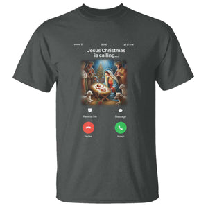 Jesus Christmas T Shirt Video Call Nativity Scene Funny Christian Xmas TS14 Dark Heather Print Your Wear