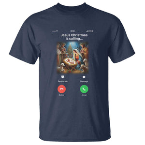 Jesus Christmas T Shirt Video Call Nativity Scene Funny Christian Xmas TS14 Navy Print Your Wear