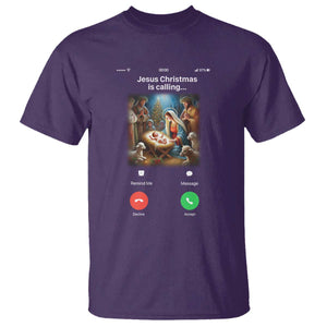Jesus Christmas T Shirt Video Call Nativity Scene Funny Christian Xmas TS14 Purple Print Your Wear