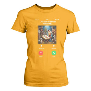 Jesus Christmas T Shirt For Women Video Call Nativity Scene Funny Christian Xmas TS14 Gold Print Your Wear