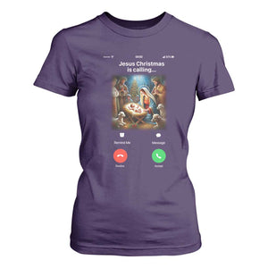 Jesus Christmas T Shirt For Women Video Call Nativity Scene Funny Christian Xmas TS14 Purple Print Your Wear