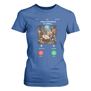Jesus Christmas T Shirt For Women Video Call Nativity Scene Funny Christian Xmas TS14 Royal Blue Print Your Wear