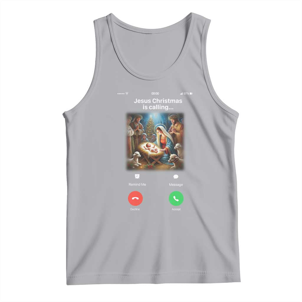 Jesus Christmas Tank Top Video Call Nativity Scene Funny Christian Xmas TS14 Athletic Heather Print Your Wear