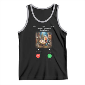 Jesus Christmas Tank Top Video Call Nativity Scene Funny Christian Xmas TS14 Black Athletic Heather Print Your Wear