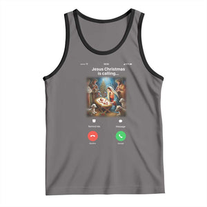 Jesus Christmas Tank Top Video Call Nativity Scene Funny Christian Xmas TS14 Deep Heather Black Print Your Wear
