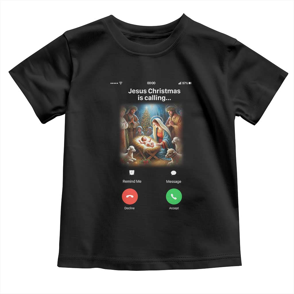 Jesus Christmas Toddler T Shirt Video Call Nativity Scene Funny Christian Xmas TS14 Black Print Your Wear