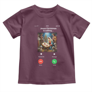 Jesus Christmas Toddler T Shirt Video Call Nativity Scene Funny Christian Xmas TS14 Maroon Print Your Wear