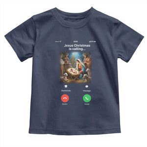Jesus Christmas Toddler T Shirt Video Call Nativity Scene Funny Christian Xmas TS14 Navy Print Your Wear