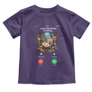 Jesus Christmas Toddler T Shirt Video Call Nativity Scene Funny Christian Xmas TS14 Purple Print Your Wear
