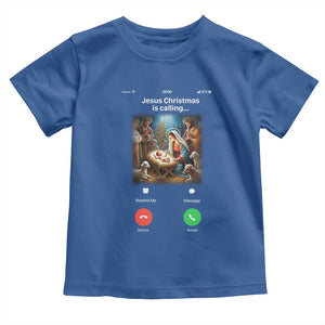 Jesus Christmas Toddler T Shirt Video Call Nativity Scene Funny Christian Xmas TS14 Royal Blue Print Your Wear