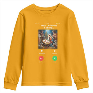 Jesus Christmas Youth Sweatshirt Video Call Nativity Scene Funny Christian Xmas TS14 Gold Print Your Wear