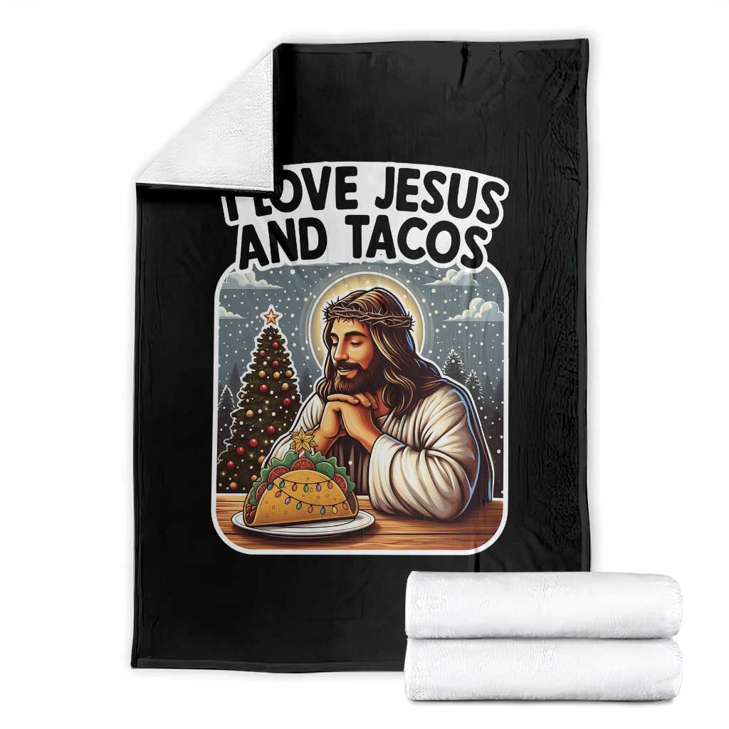 Funny Jesus Christian Christmas Throw Blanket I Love Jesus And Tacos TS14 Black Print Your Wear