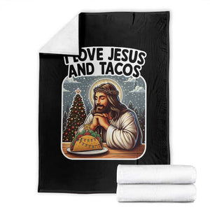 Funny Jesus Christian Christmas Throw Blanket I Love Jesus And Tacos TS14 Black Print Your Wear