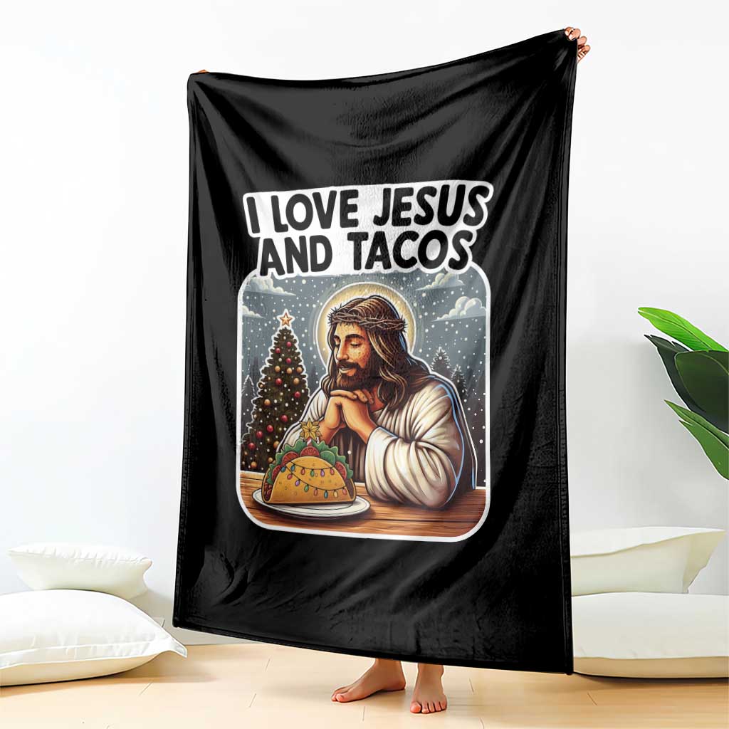 Funny Jesus Christian Christmas Throw Blanket I Love Jesus And Tacos TS14 Print Your Wear