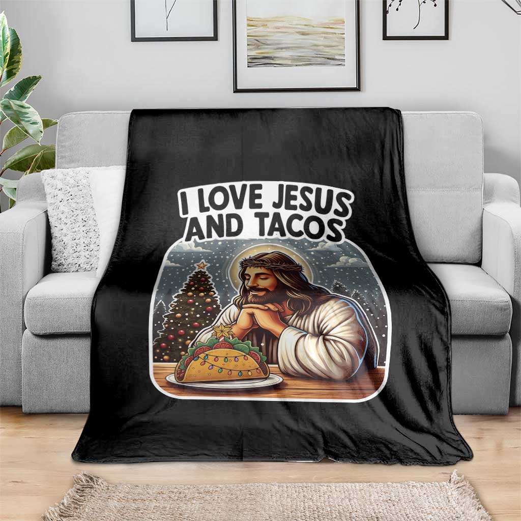 Funny Jesus Christian Christmas Throw Blanket I Love Jesus And Tacos TS14 Print Your Wear