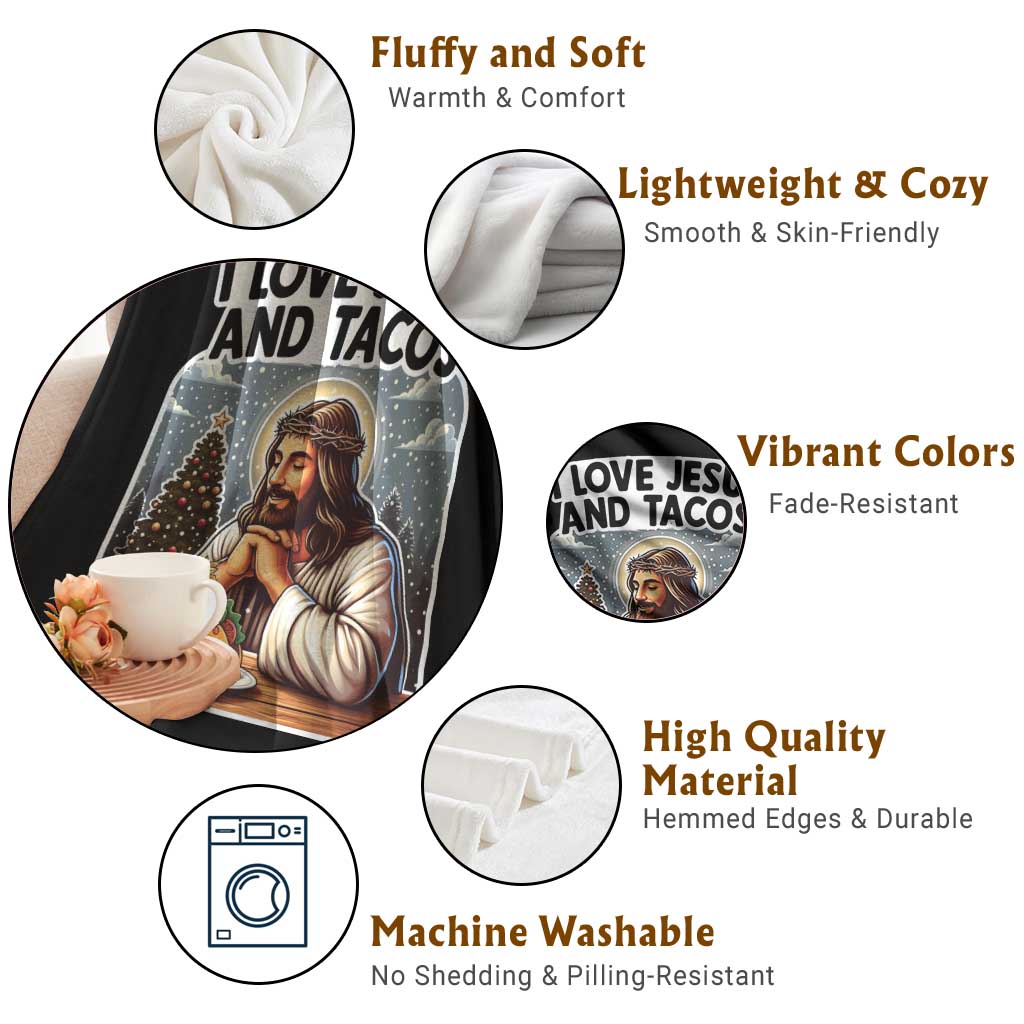 Funny Jesus Christian Christmas Throw Blanket I Love Jesus And Tacos TS14 Print Your Wear