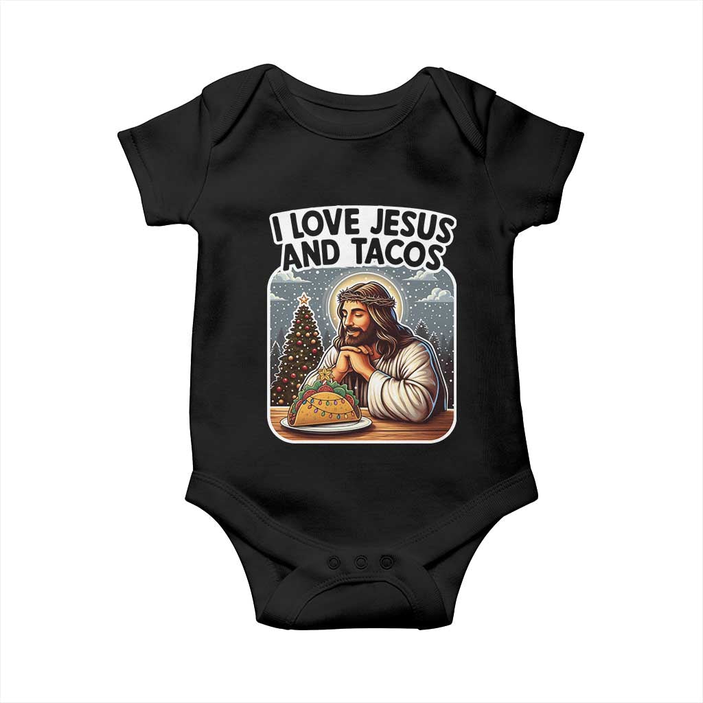 Funny Jesus Christian Christmas Baby Onesie I Love Jesus And Tacos TS14 Black Print Your Wear